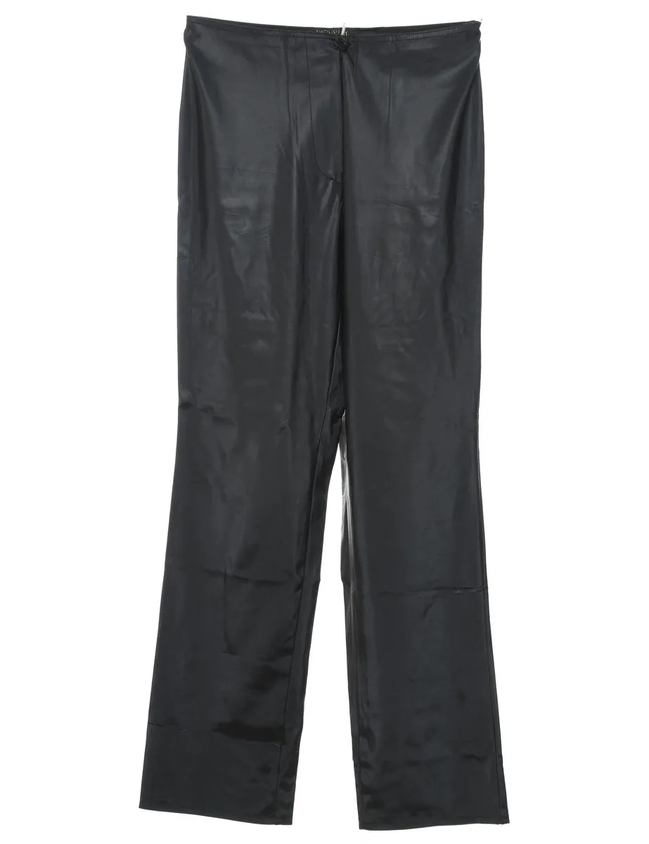 High Waist Black 1990s Silky Trousers - W26 L32