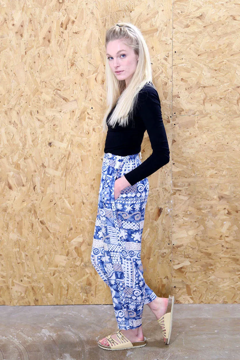 High Waisted 80s Print Trousers