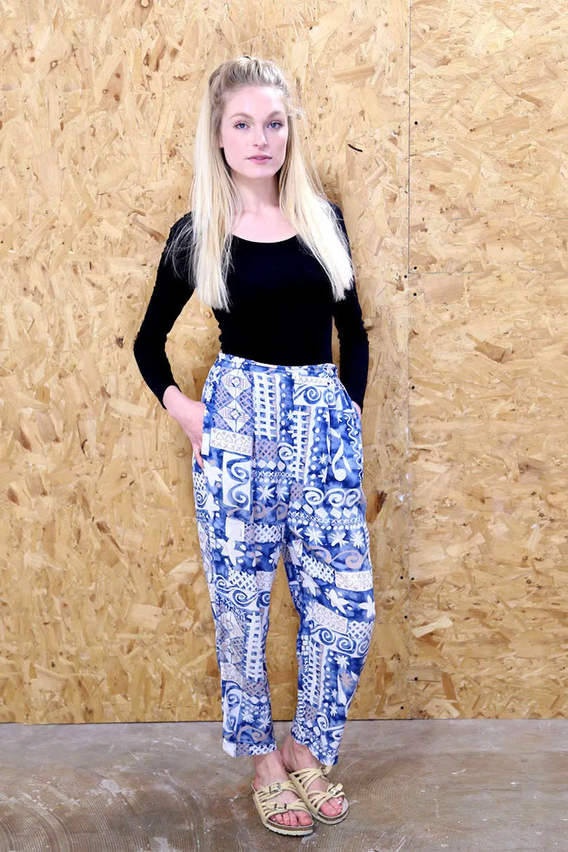 High Waisted 80s Print Trousers