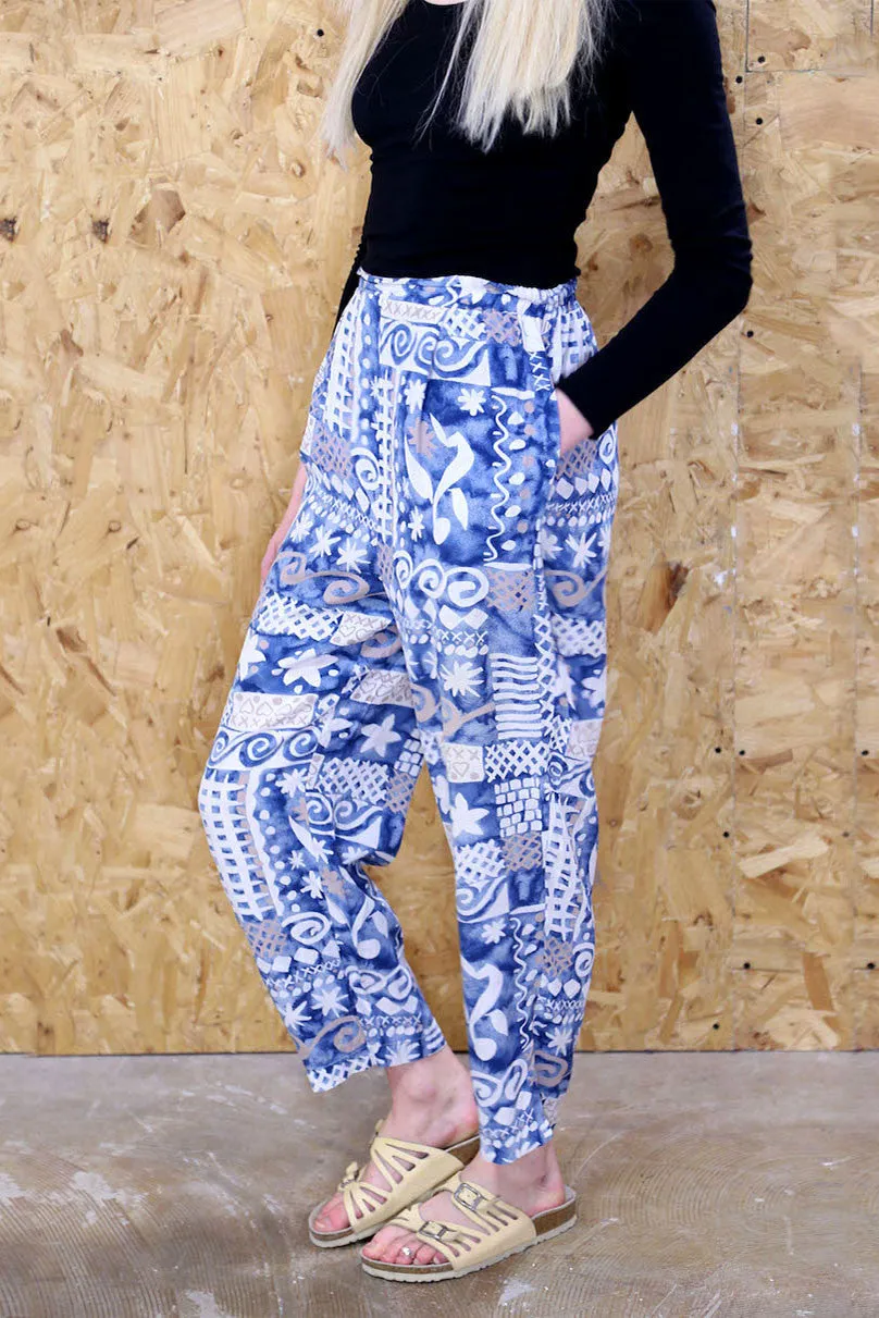 High Waisted 80s Print Trousers