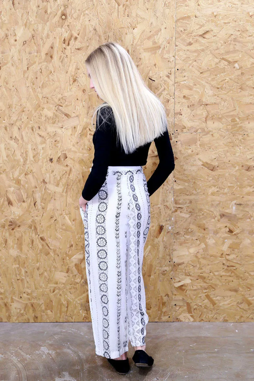 High Waisted Filigree Stripe Wide Leg Trouser