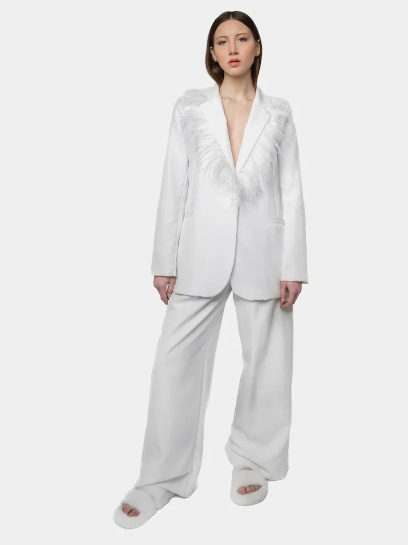 HOLLYWOOD - White Oversized Feather Suit