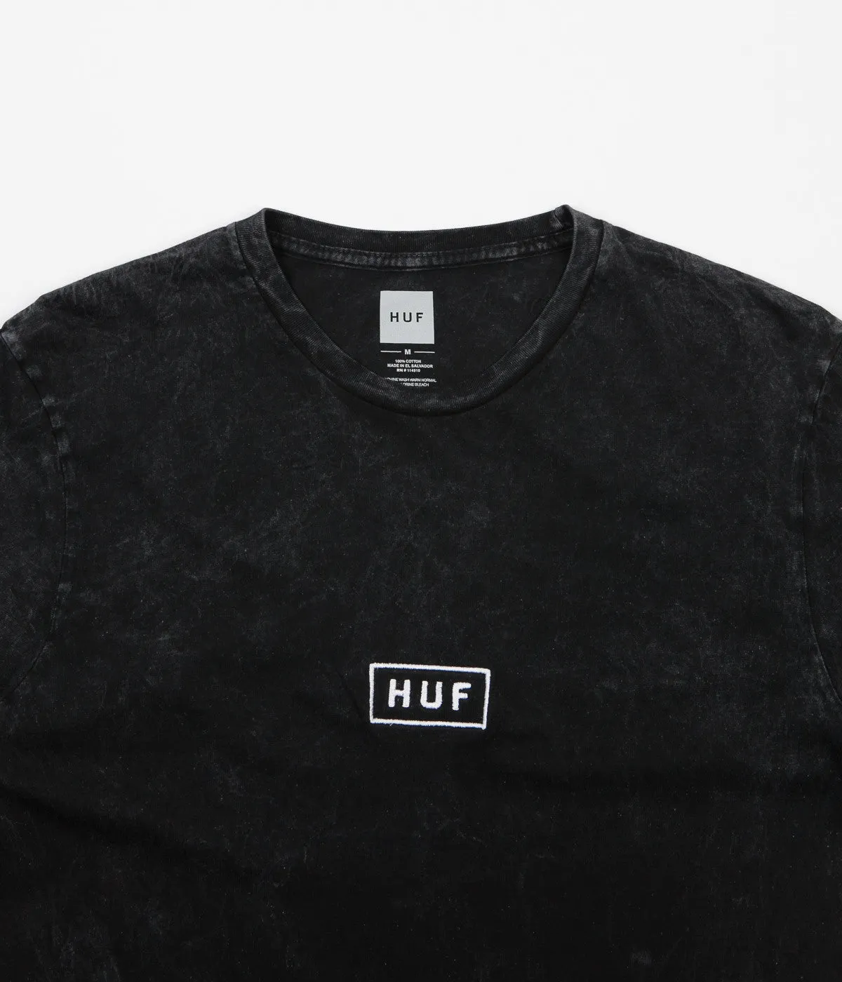 HUF Bar Logo Overdye Mineral Wash T-Shirt - Black