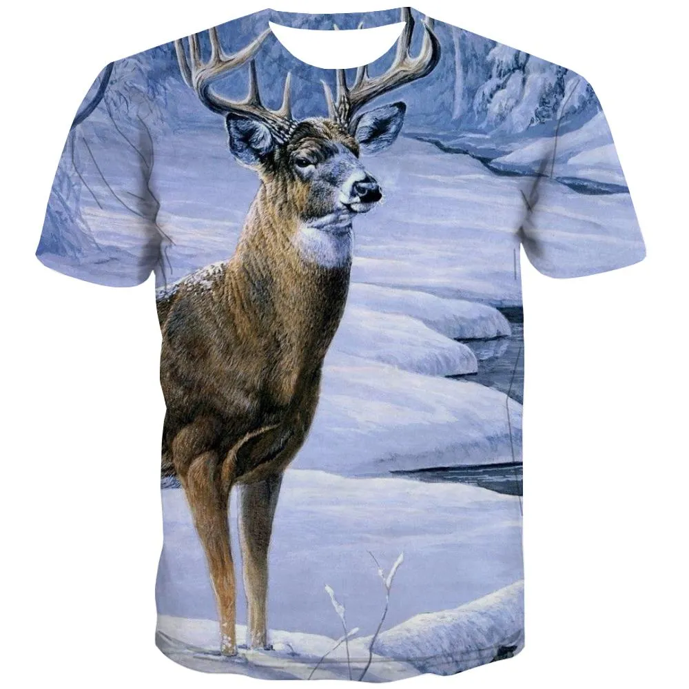 Hunting T-shirt Men Jungle Tshirt Printed Deer Shirt Print Shooter Tshirts Casual Camouflage Tshirts Cool