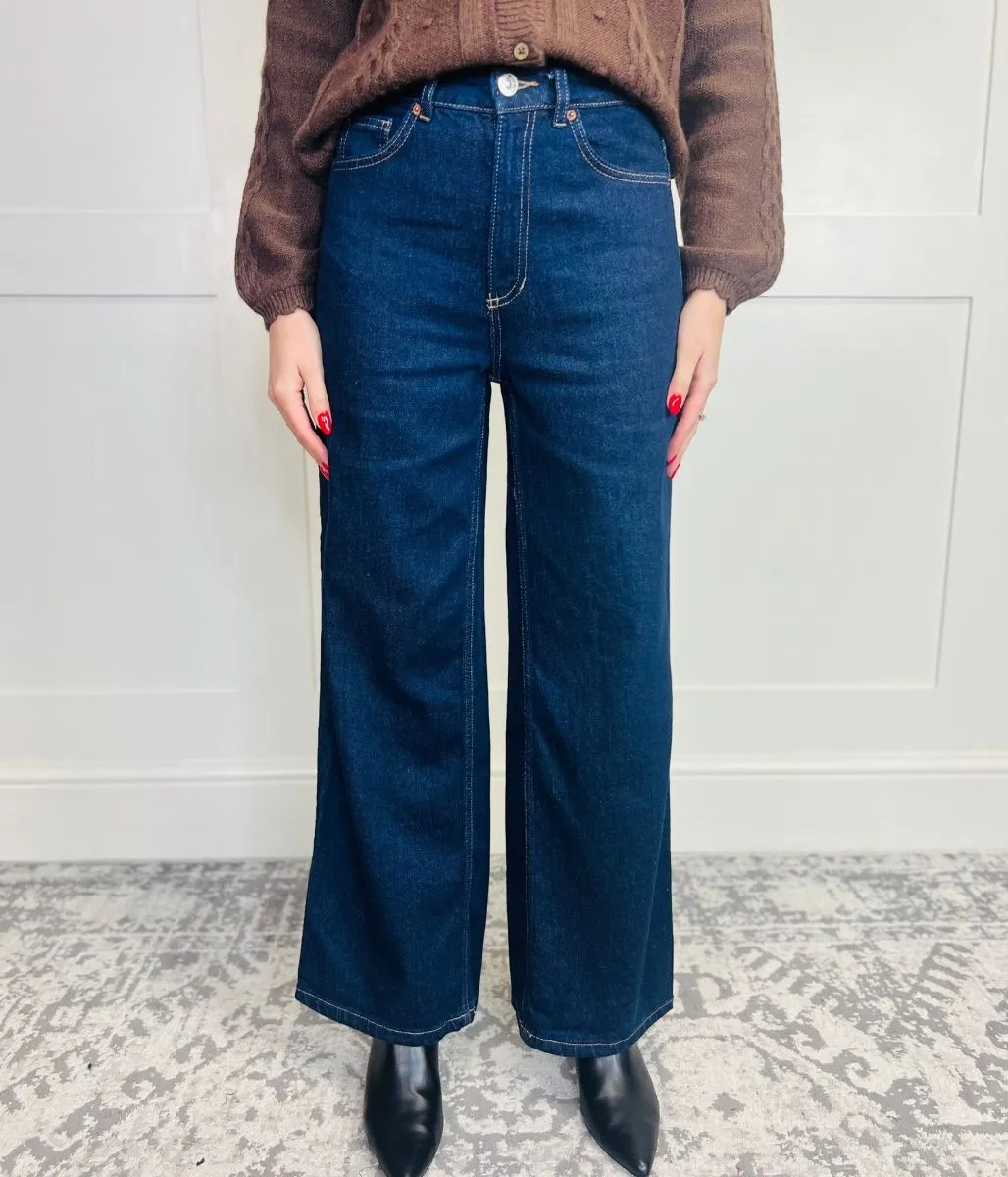 Indigo Denim Wide Leg Jeans