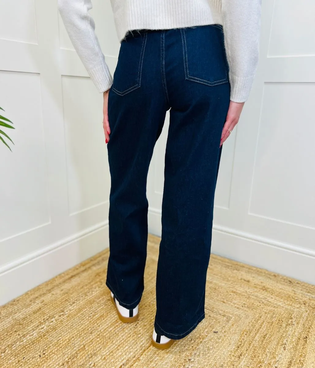 Indigo Denim Wide Leg Jeans