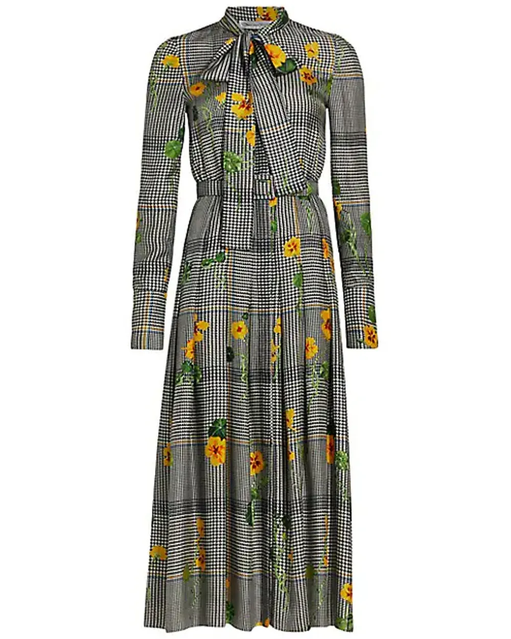 Ivory Nasturtium Plaid Silk Twill Dress