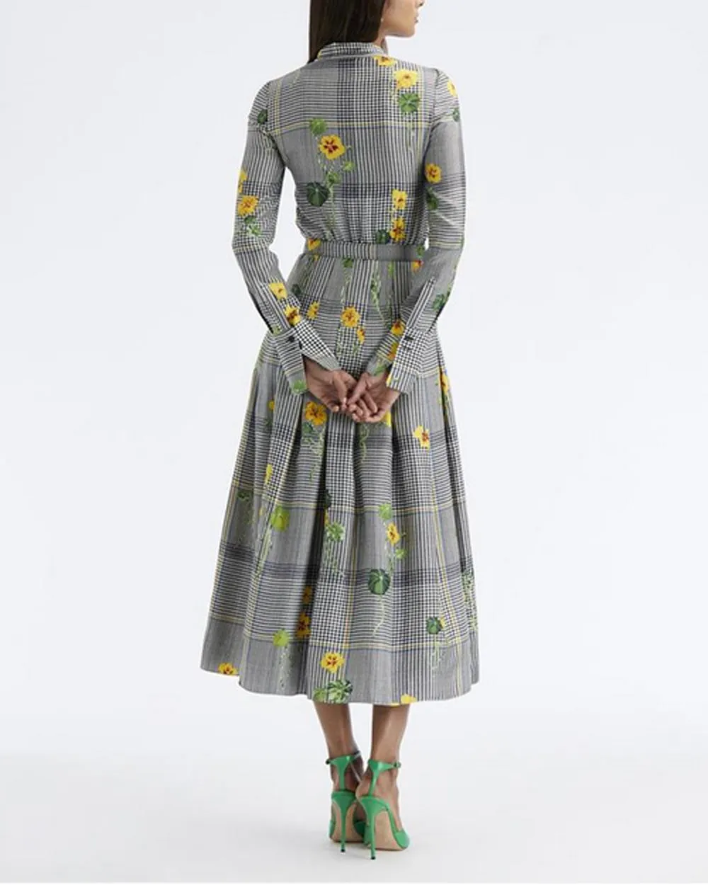 Ivory Nasturtium Plaid Silk Twill Dress