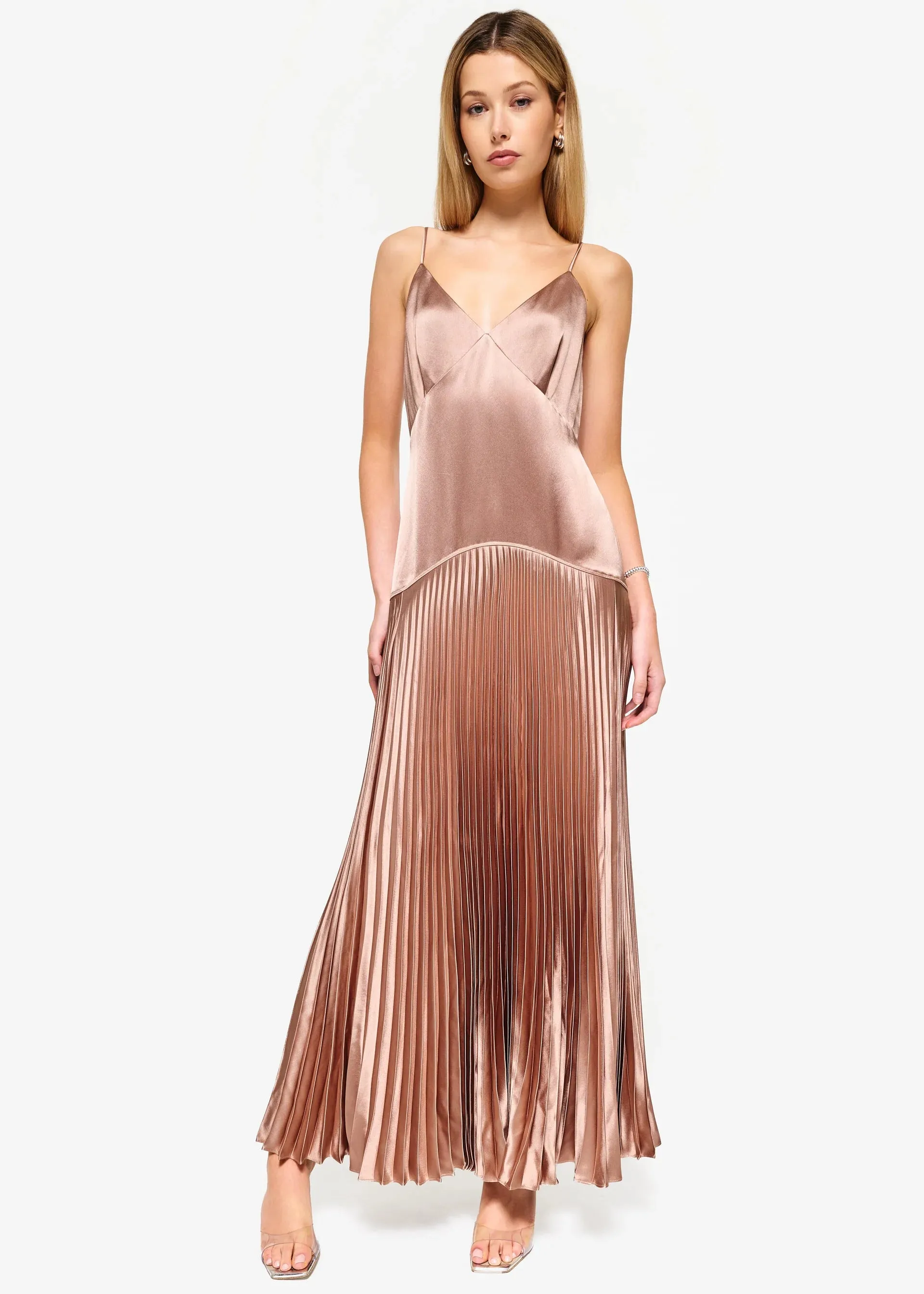 Jennelyn Pleated Gown | Mink