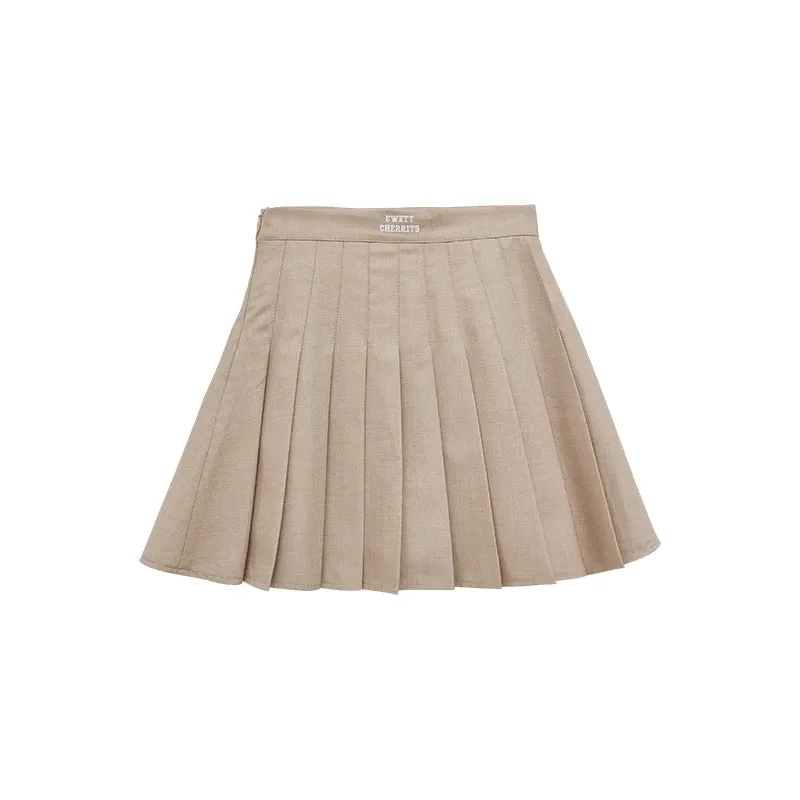 Khaki High Waist Pleated Skirt  KF90610