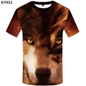 KYKU Wolf T shirt Men Animal Tshirts Print Funny Tshirt Anime Harajuku T-shirt 3d T shirts Funny Mens Fashion Short Sleeve