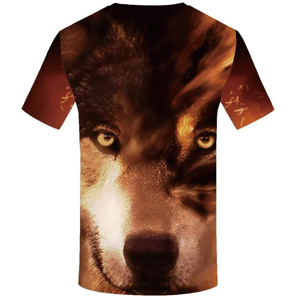 KYKU Wolf T shirt Men Animal Tshirts Print Funny Tshirt Anime Harajuku T-shirt 3d T shirts Funny Mens Fashion Short Sleeve