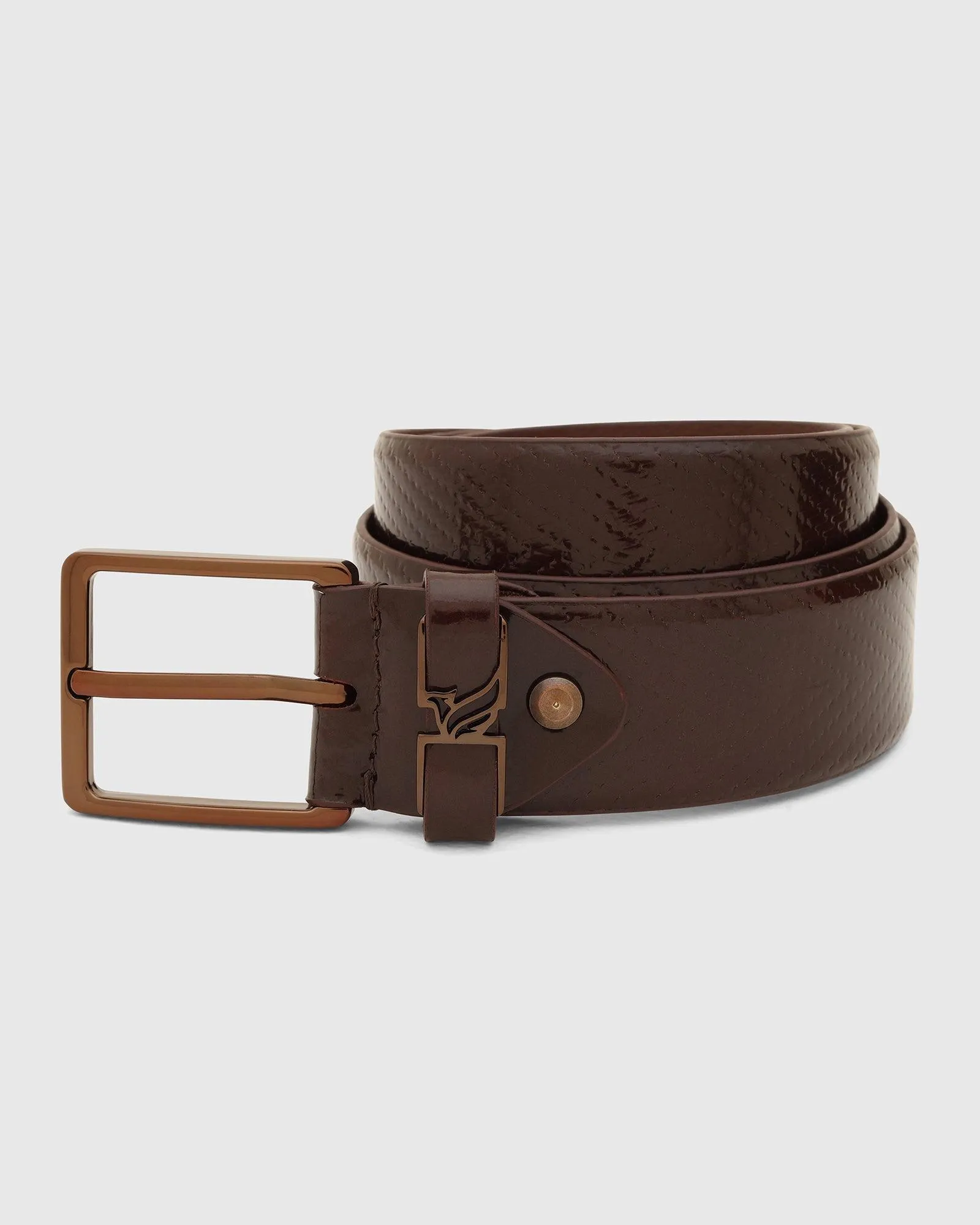 Leather Brown Textured Belt - Tallian