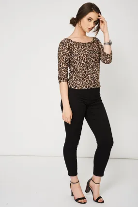 Leopard Pattern Bardot Top Ex-Branded