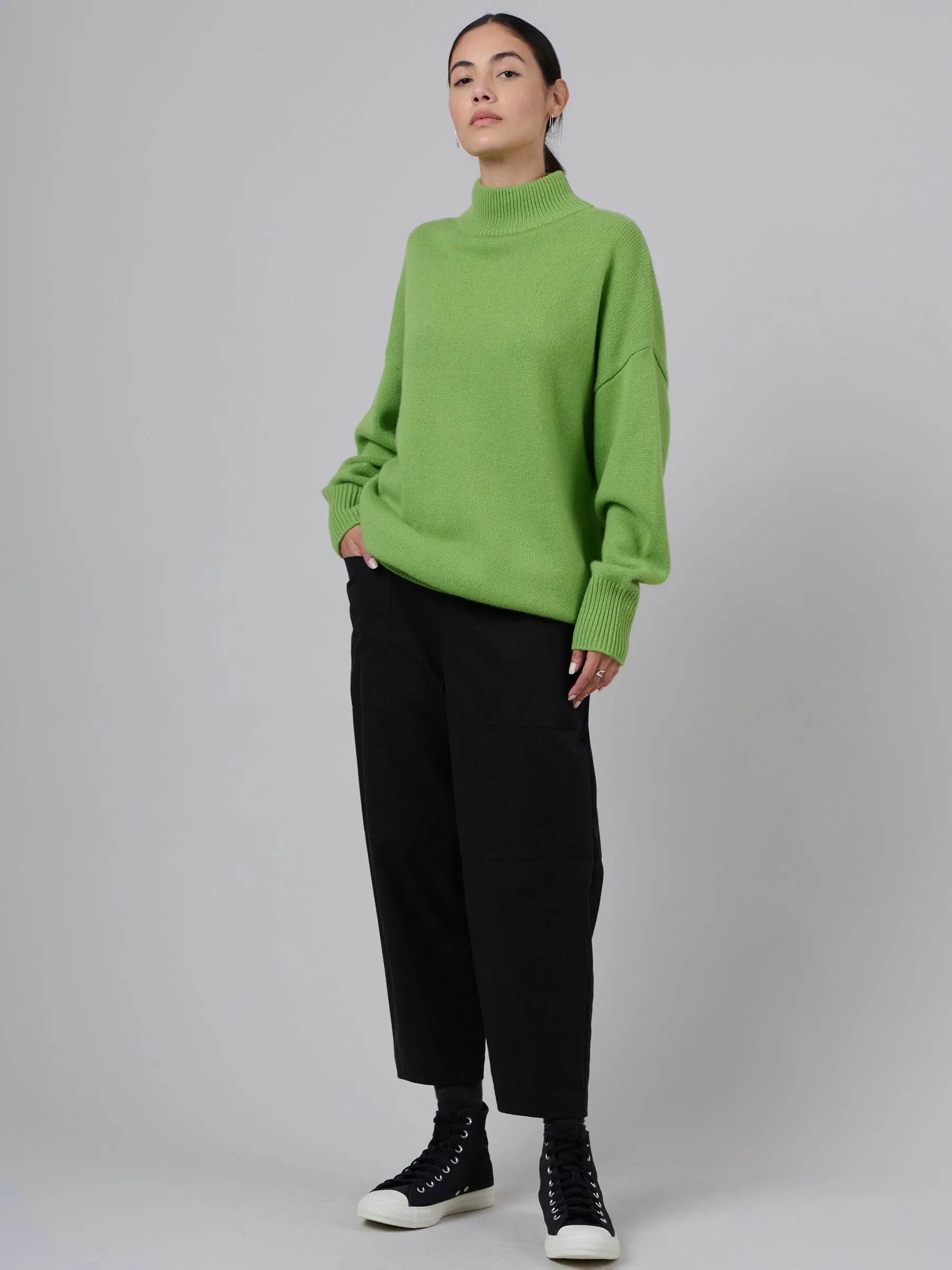 Lightweight Tencel® Cotton Cropped Barrel Leg Trousers