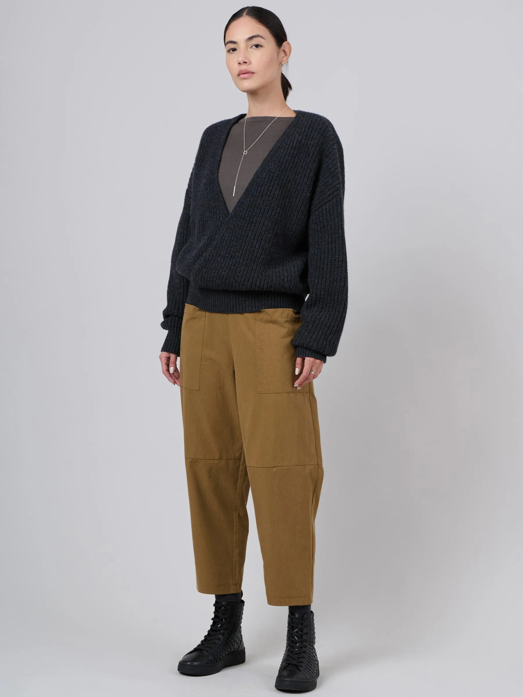 Lightweight Tencel® Cotton Cropped Barrel Leg Trousers