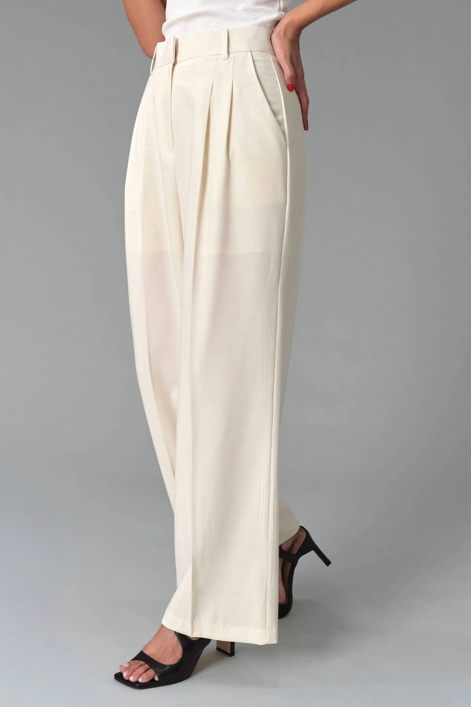 Lillian Pintuck Trousers, Ivory