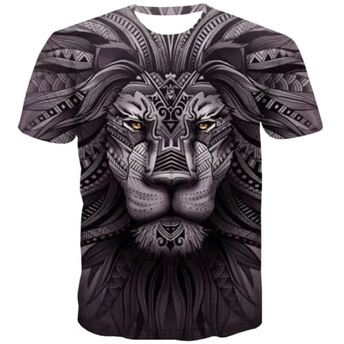 Lion T shirts Men Animal Tshirt Anime War T-shirts Graphic King Tshirt Printed Harajuku Shirt Print Short Sleeve Hip hop Men