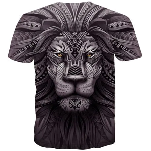 Lion T shirts Men Animal Tshirt Anime War T-shirts Graphic King Tshirt Printed Harajuku Shirt Print Short Sleeve Hip hop Men