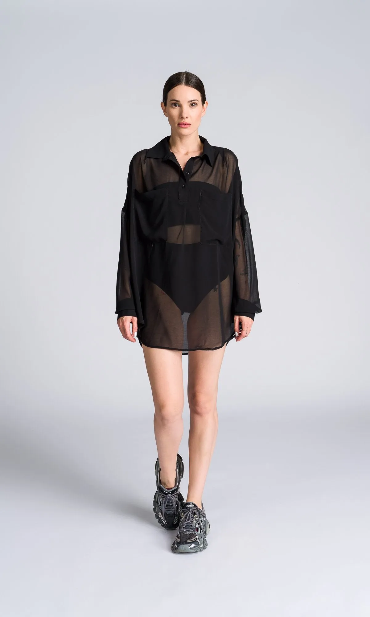 Longline Sheer Chiffon Shirt