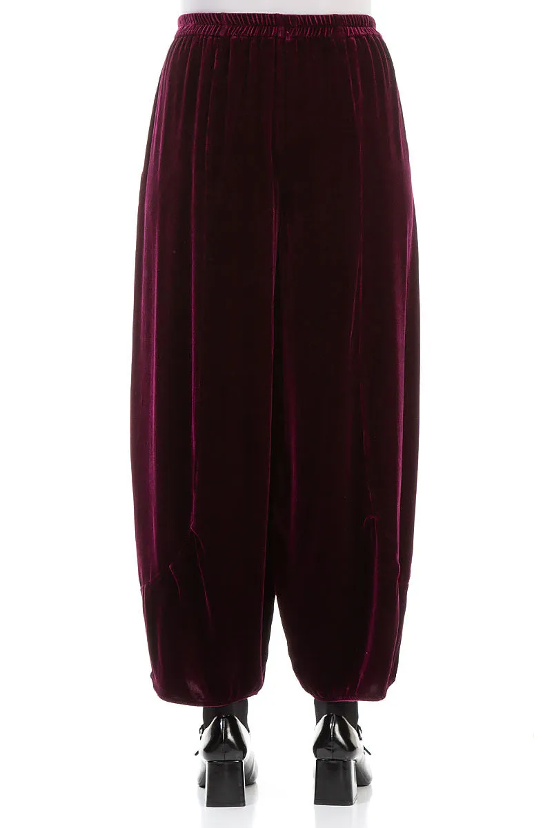 Loose Magenta Silk Velvet Trousers