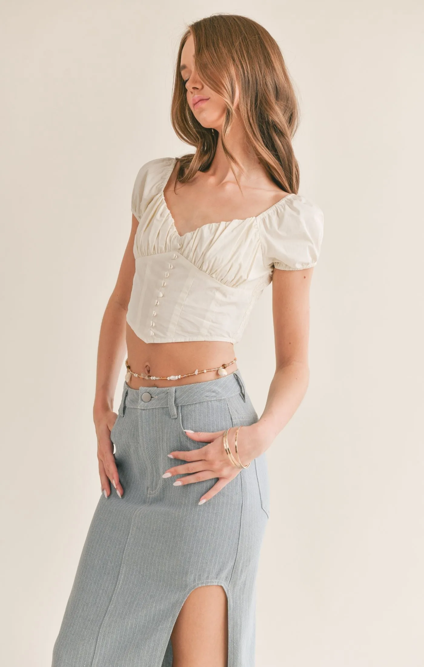 Love Story Gathered Corset Crop Top