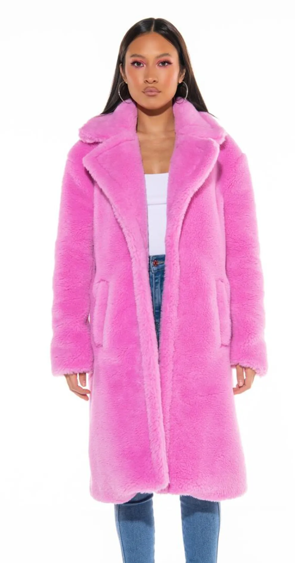 Luxe Pink Faux Fur Coat