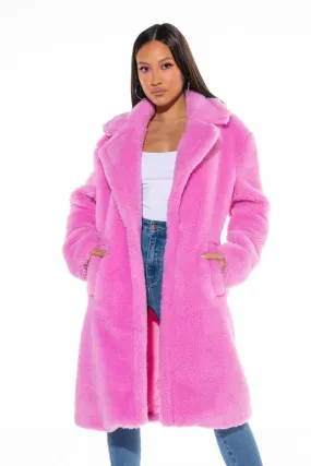 Luxe Pink Faux Fur Coat