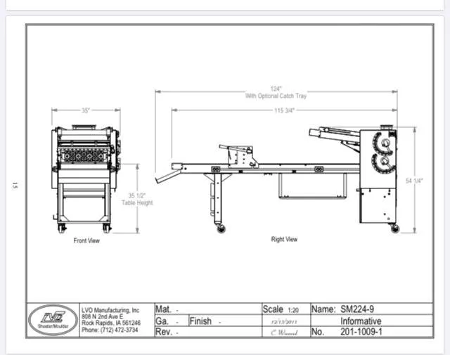 LVO SM224-9 Donut Production Table Sheeter Right to Left Production