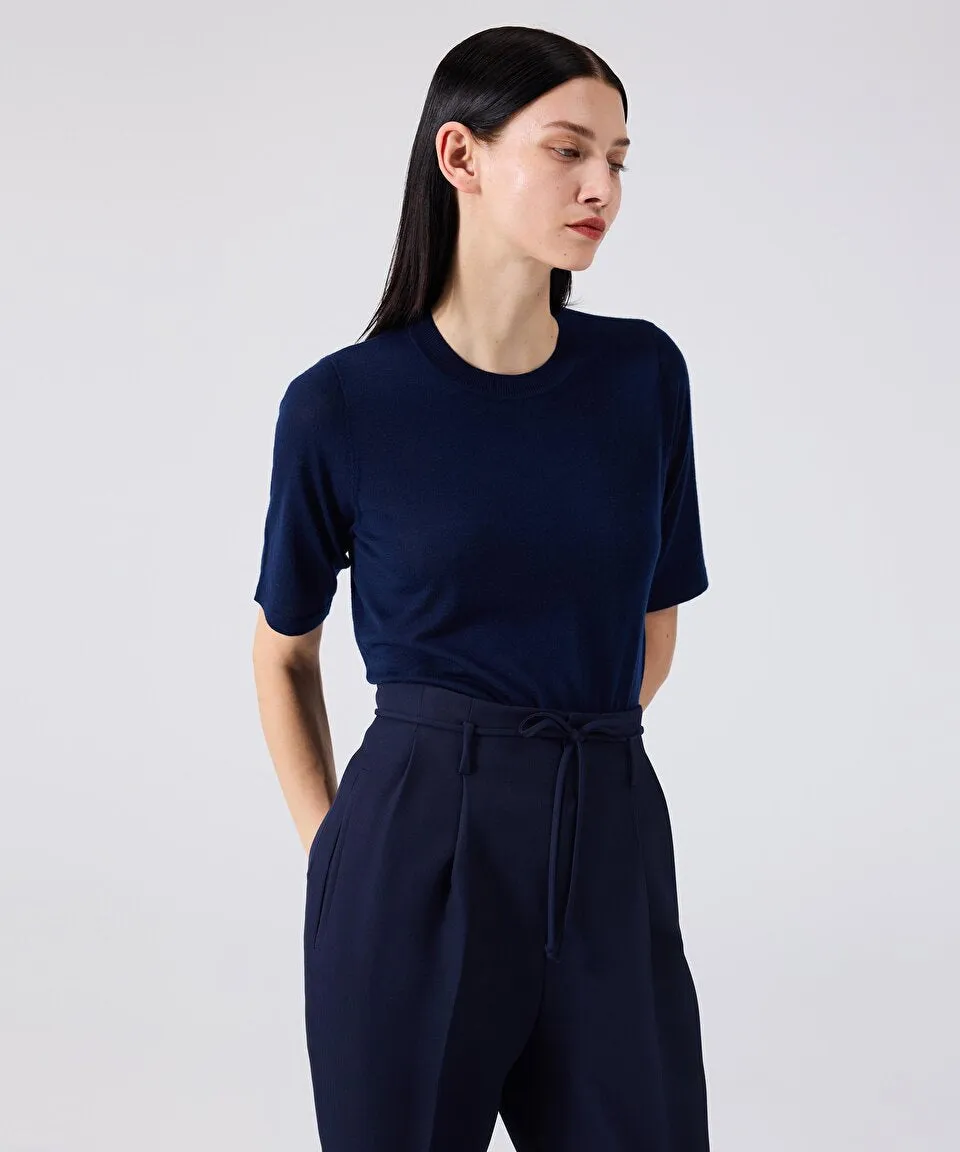 Machka Cigarette Fit Wool Trousers Navy