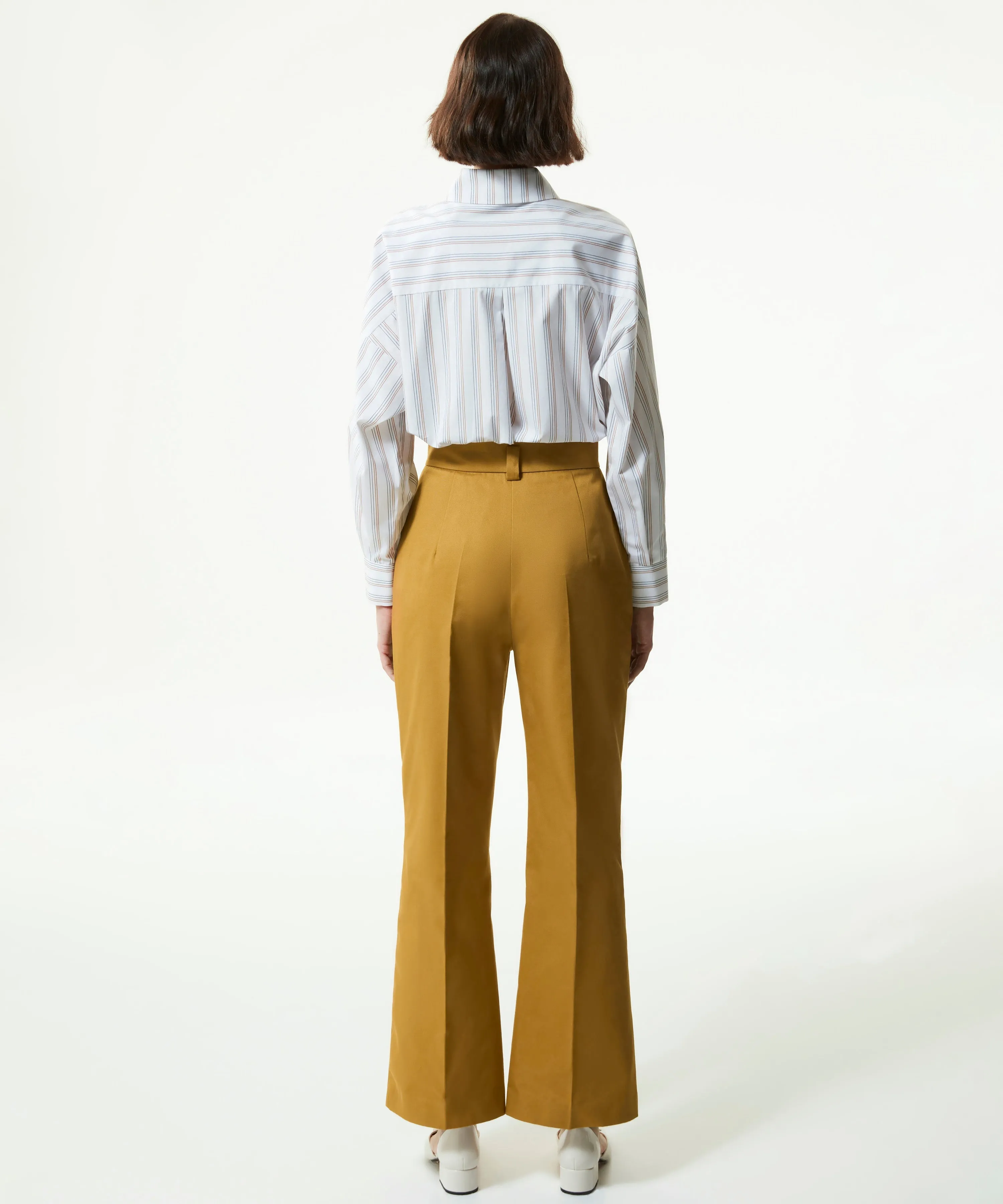 Machka High Waist Trousers With Button Accessories Tobacco Leaves