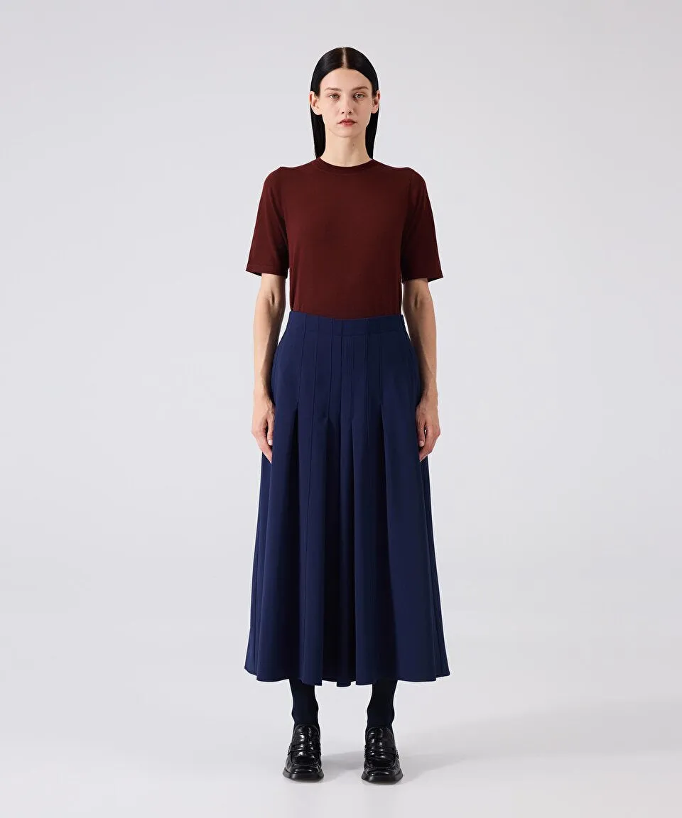 Machka Wide Cut Trousers With A Skirt Look Navy