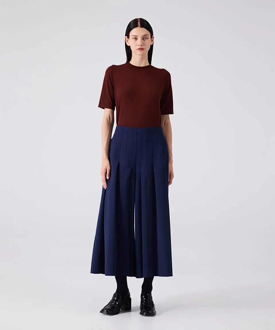 Machka Wide Cut Trousers With A Skirt Look Navy