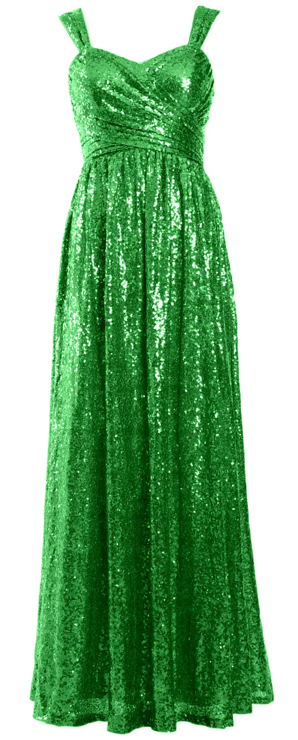 MACloth Sequin Bridesmaid Dresses Long Formal Party Evening Prom Gown Maxi