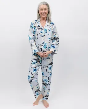 Maeve Lace Trim Grey Floral Print Pyjama Set