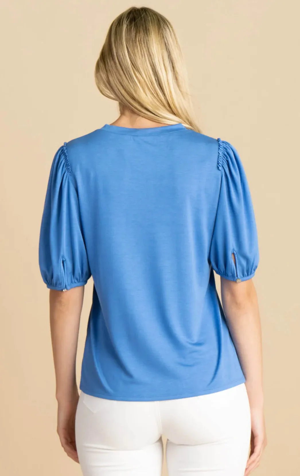 Marble 6964 V-Neck Frill Sleeve Top (3 Colours)