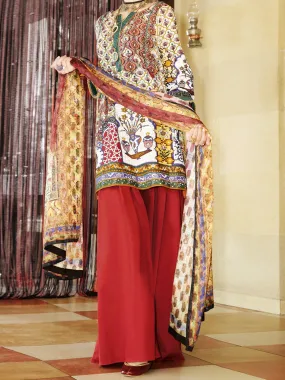 Maroon Lawn 3 Piece Stitched - ALP-668