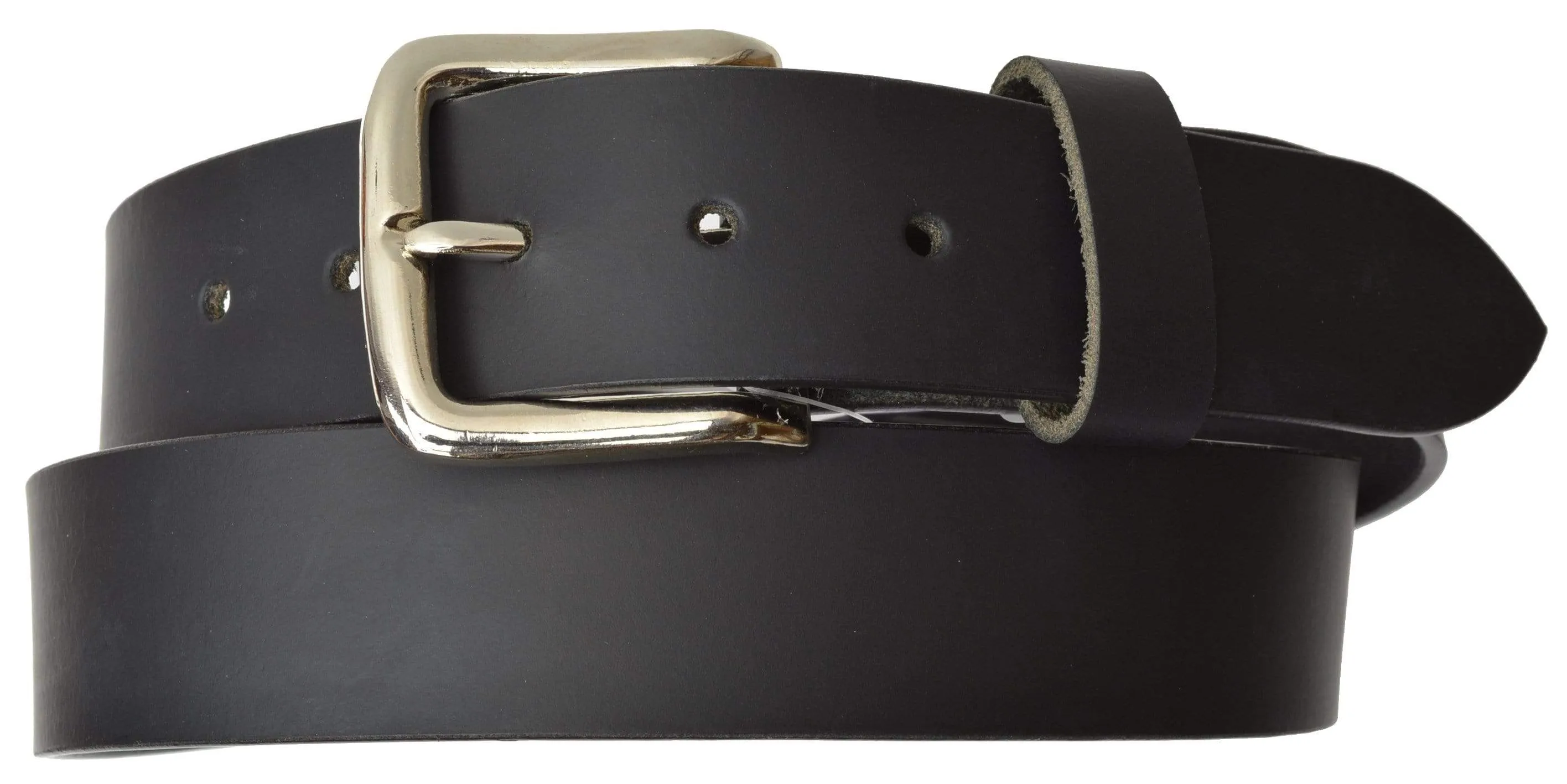 Marshal New Top Grain Genuine Leather Mens Casual Belt with Rounded Silver Buckle