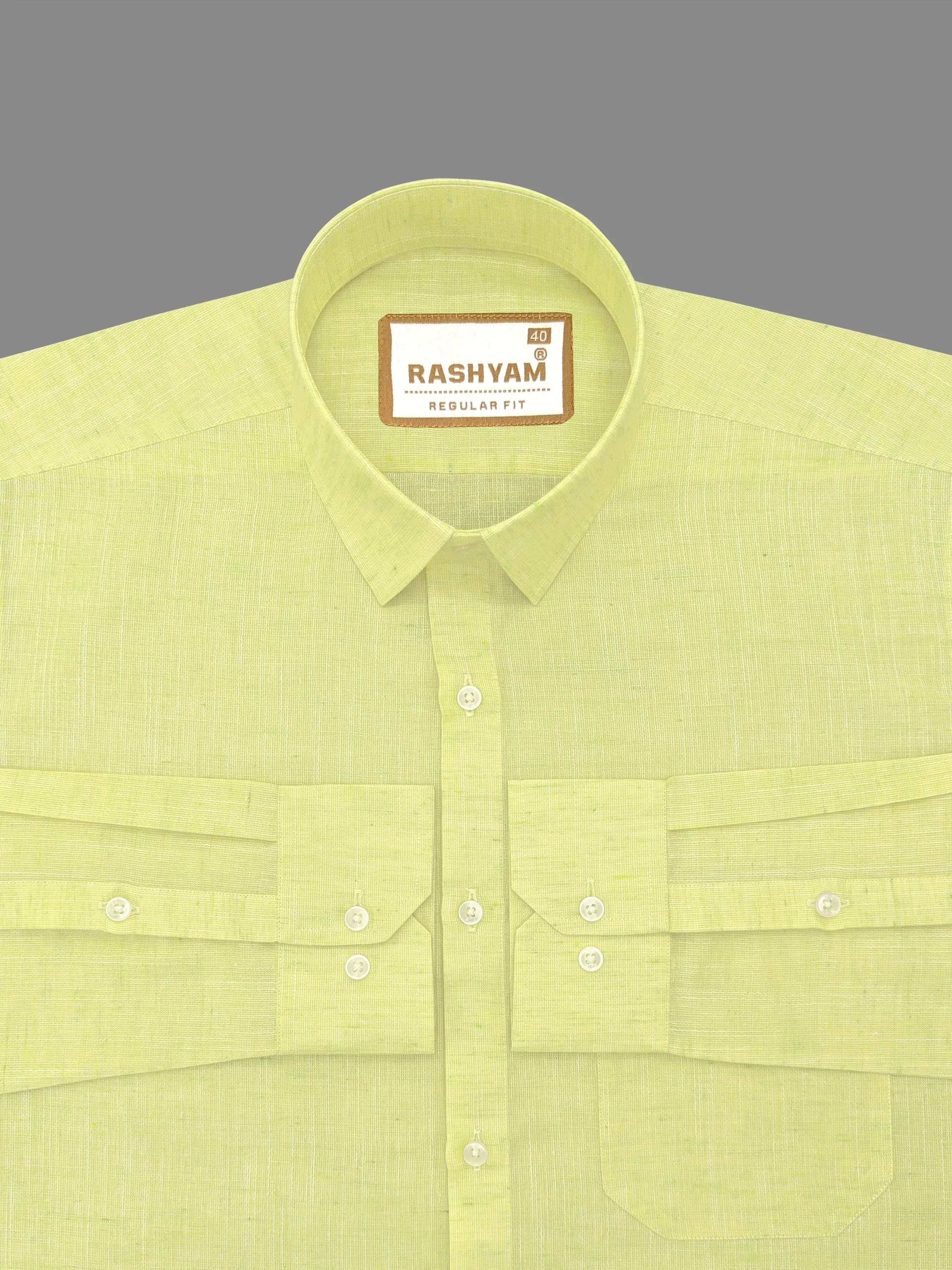 Matera Linen Cotton Olive Green Formal Shirt For men