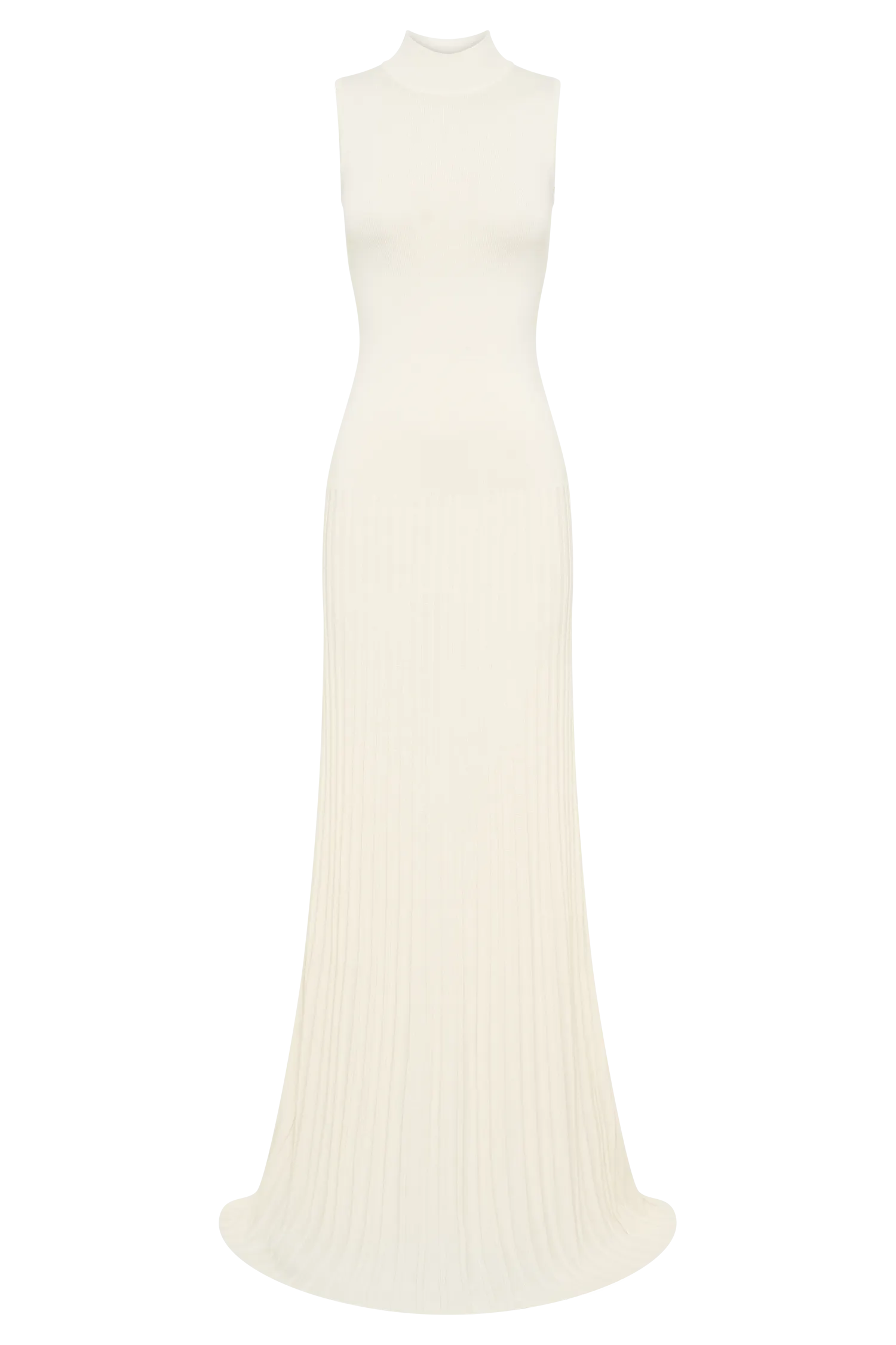 Mavis High Neck Pleated Maxi Dress - Ivory