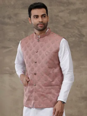 Men Ethnic Jacket Orangy Pink