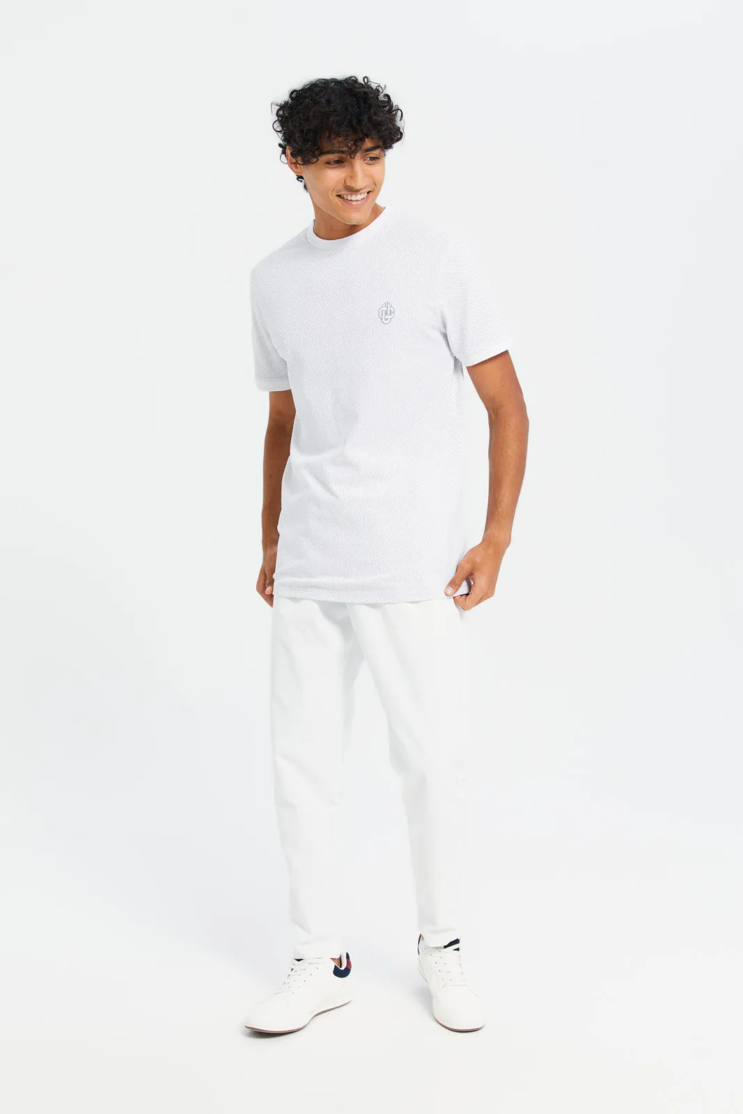 Men White Jogger Fit Trousers