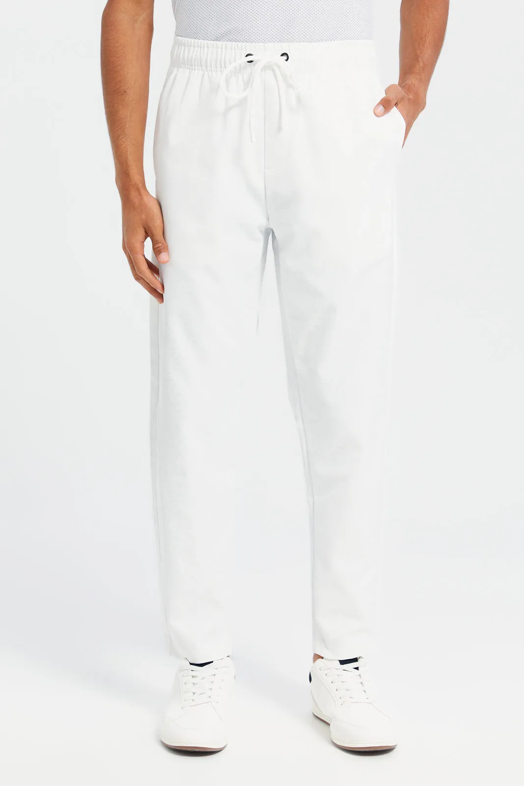 Men White Jogger Fit Trousers