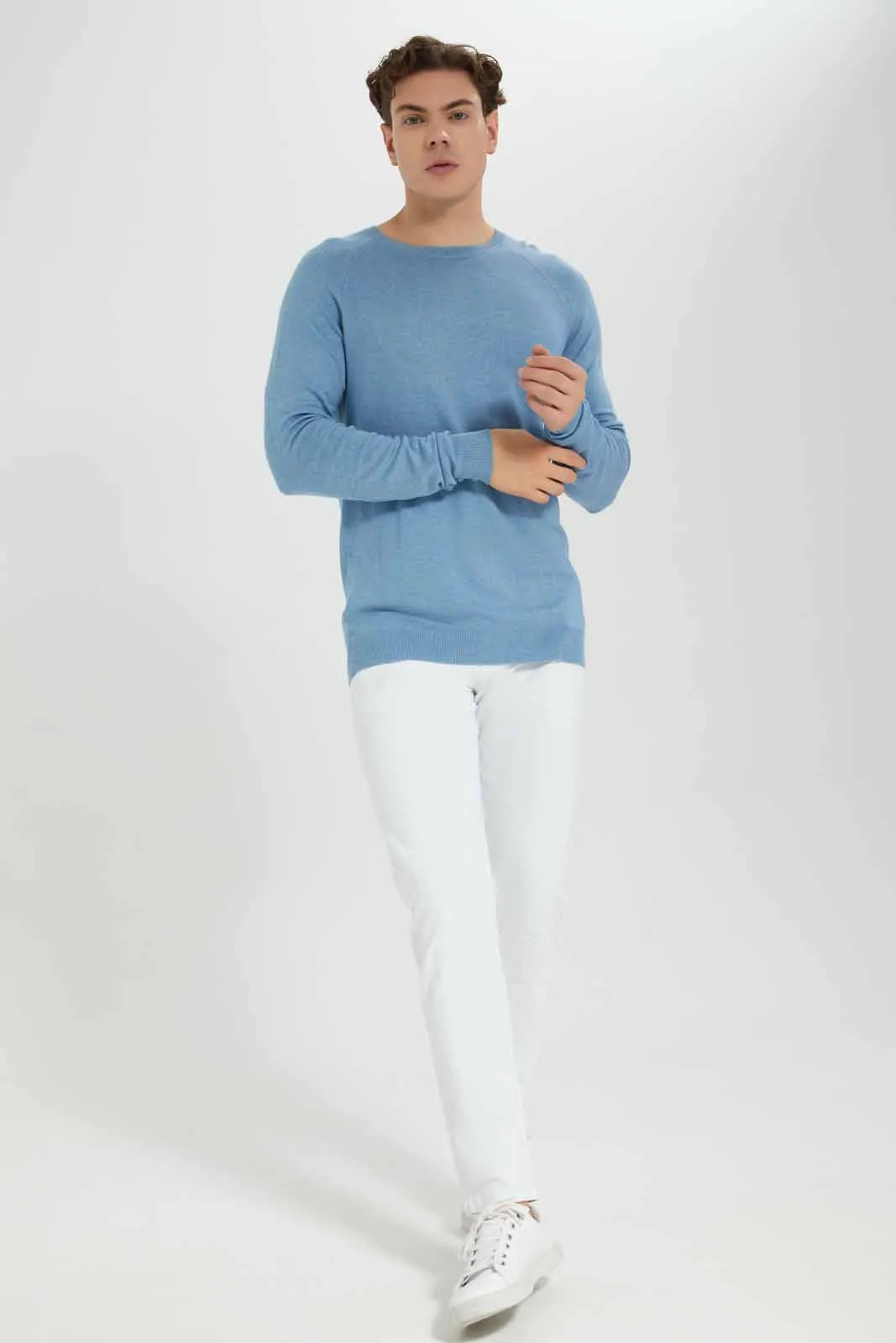 Men White Plain Trousers