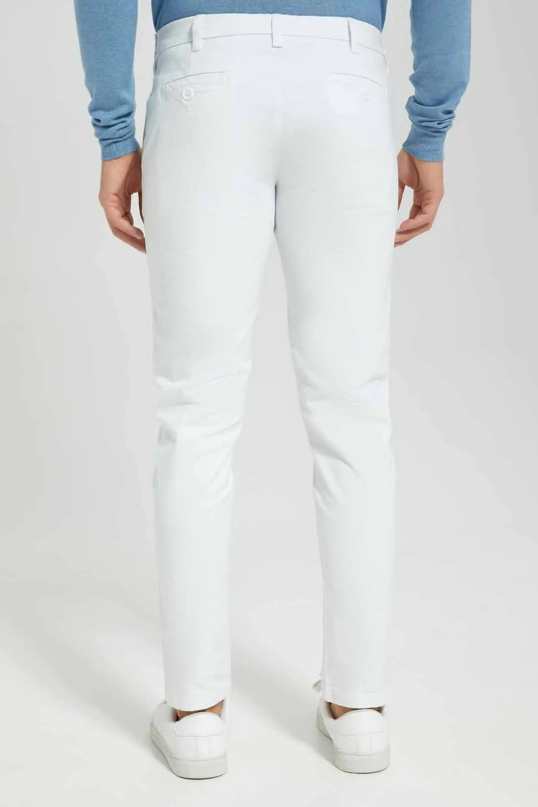 Men White Plain Trousers