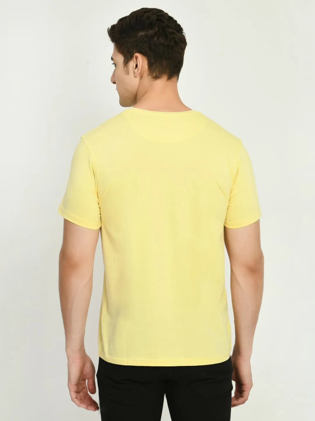 Men’s Printed Round Regular Fit T-Shirt - Lemon Yellow