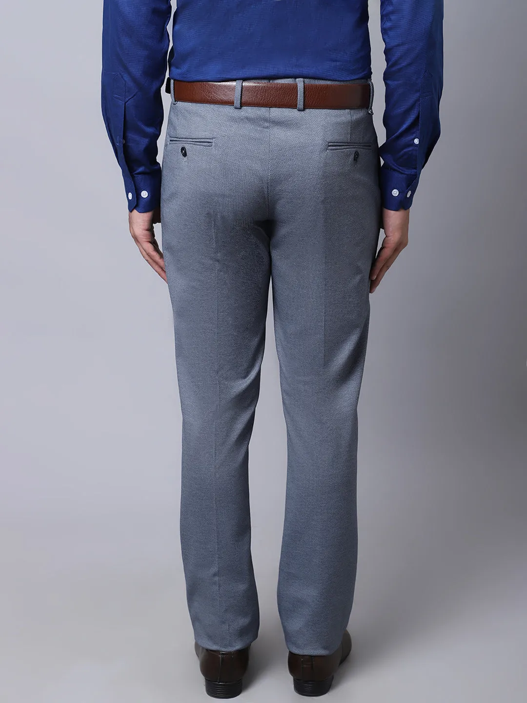 Men's Slim fit Flat front Light Grey  Trousers