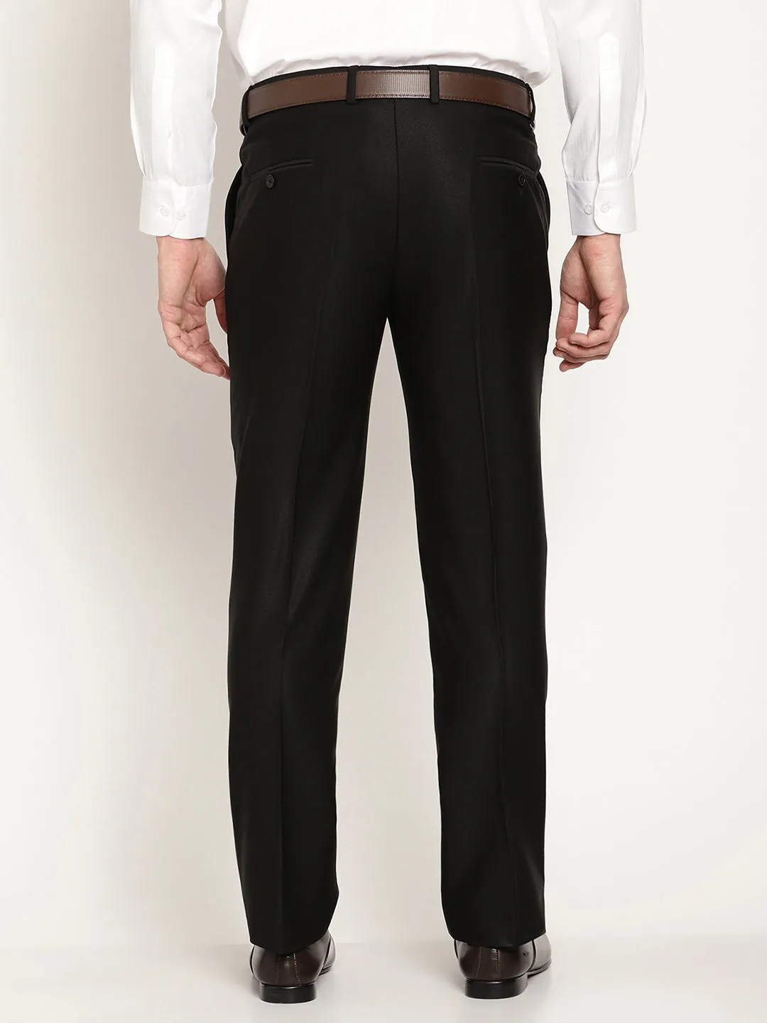 Men's Smart fit Flat front Black  Trousers