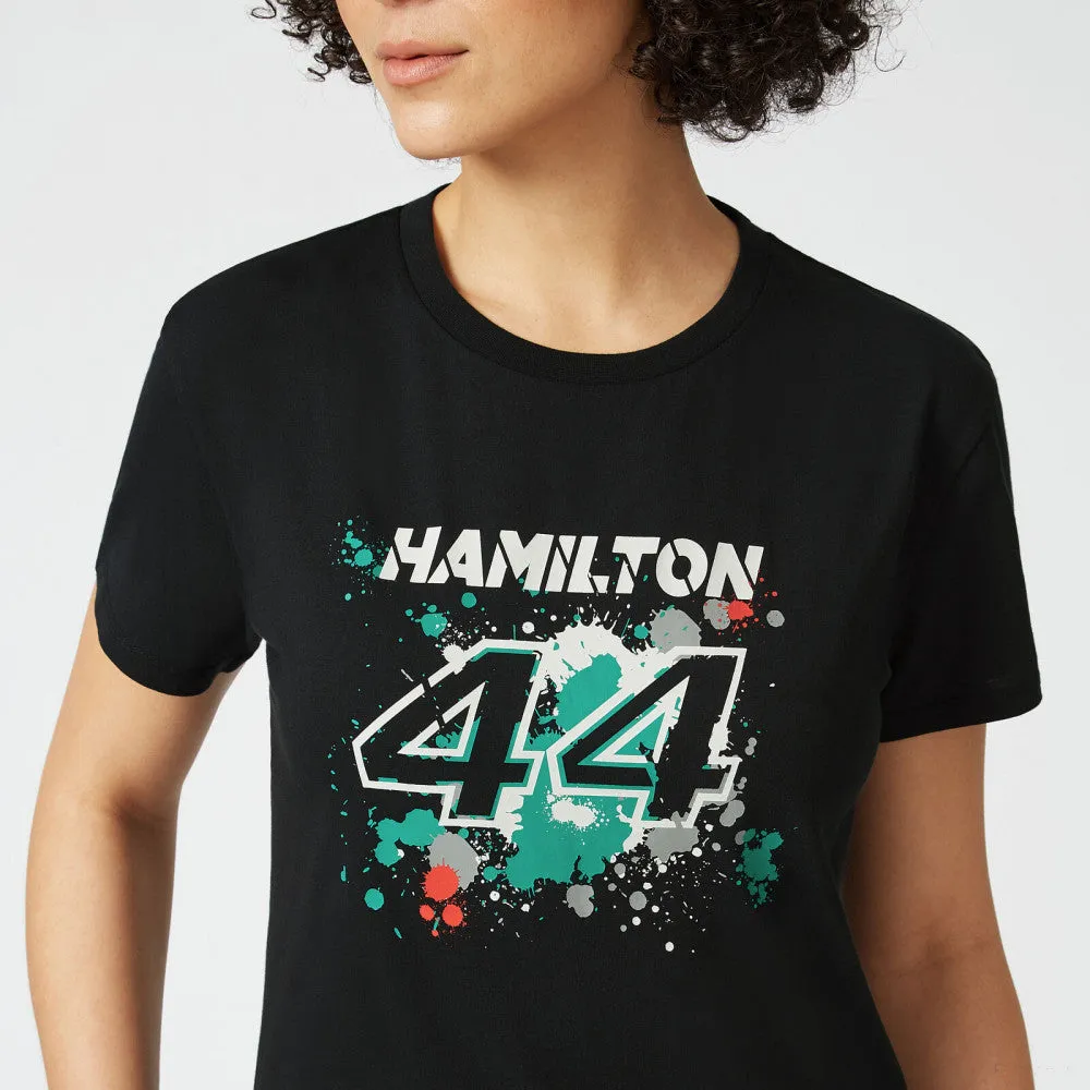 Mercedes Lewis Hamilton Womens T-Shirt, LEWIS #44, Black, 2022