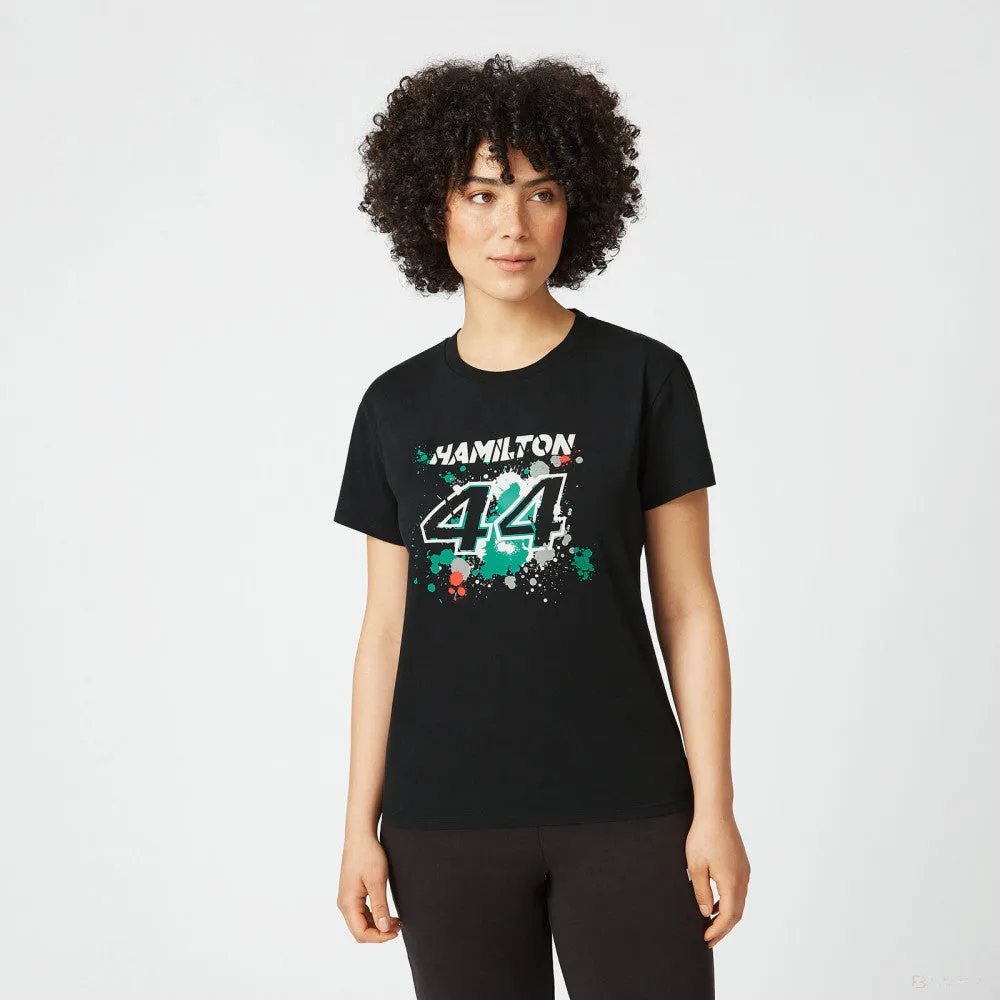 Mercedes Lewis Hamilton Womens T-Shirt, LEWIS #44, Black, 2022